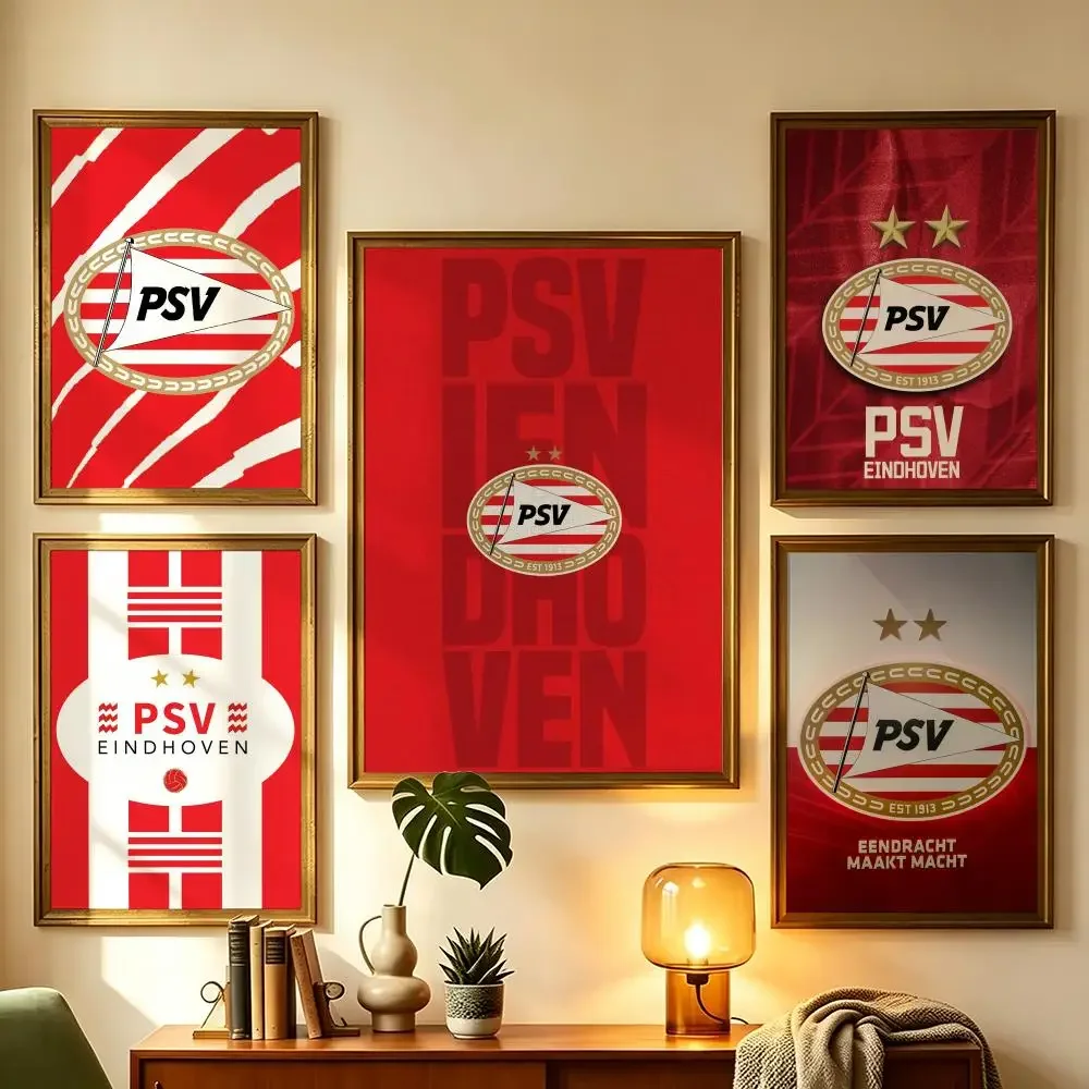PSV Eindhoven Soccer Club Flag Self-Adhesive Poster Peel and Stick Waterproof Removable HD Print for Living Room Bedroom Decor