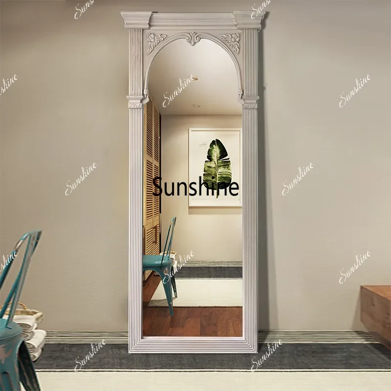 European neoclassical floor-standing dressing mirror, American walk-in closet wall-mounted decorative mirrorTJ