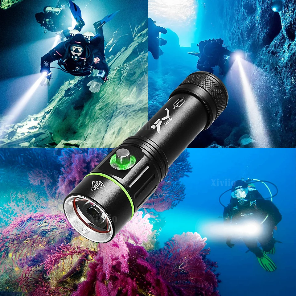 Ultra Powerful Diving Flashlights Professional Scuba Diving Torch IPX8 Waterproof Underwater Submersible Snorkeling Spearfishin