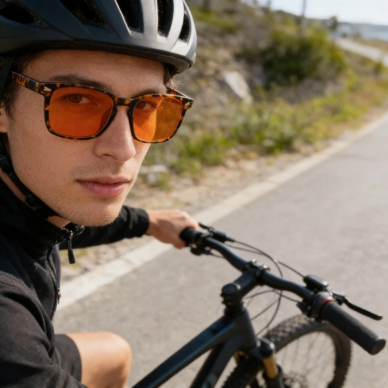 

Square Frame Sports Sunglasses for Men Women, UV400 Outdoor Sun Glasses with Yellow Red Lenses