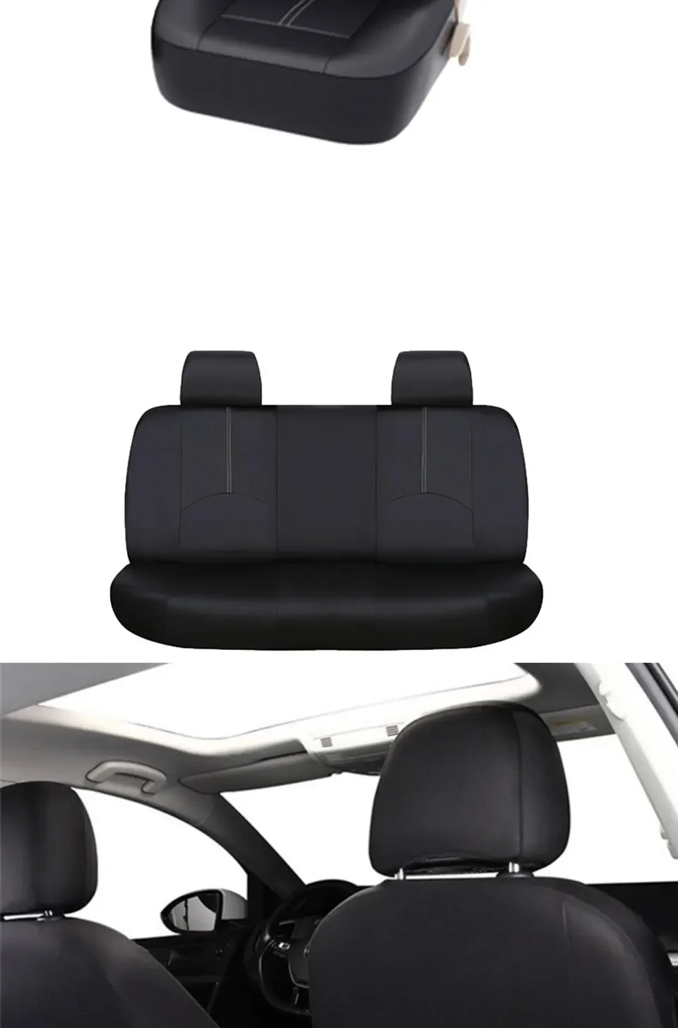 Universeller Autositzbezug aus PU-Leder für Vorder- und Rücksitze, Rückenlehnenpolster für Auto-Innenraum, LKW, SUV, Limousine – Detail 2