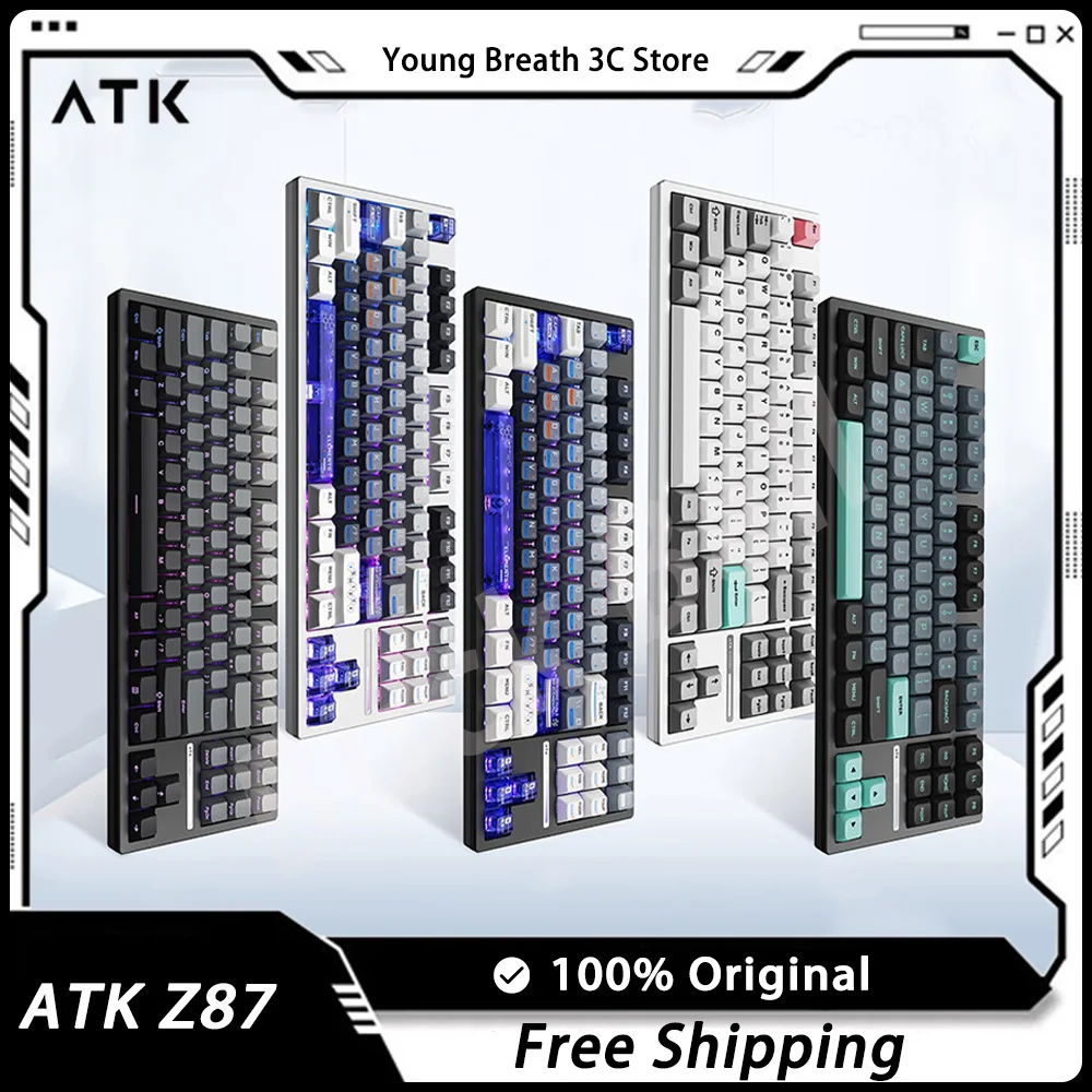 

ATK Z87 Mechanical Keyboard Three Mode Semi-aluminum Hot Swap Wireless E-Sports Gaming Keyboard Gasket RGB Pc Gamer Office Gift