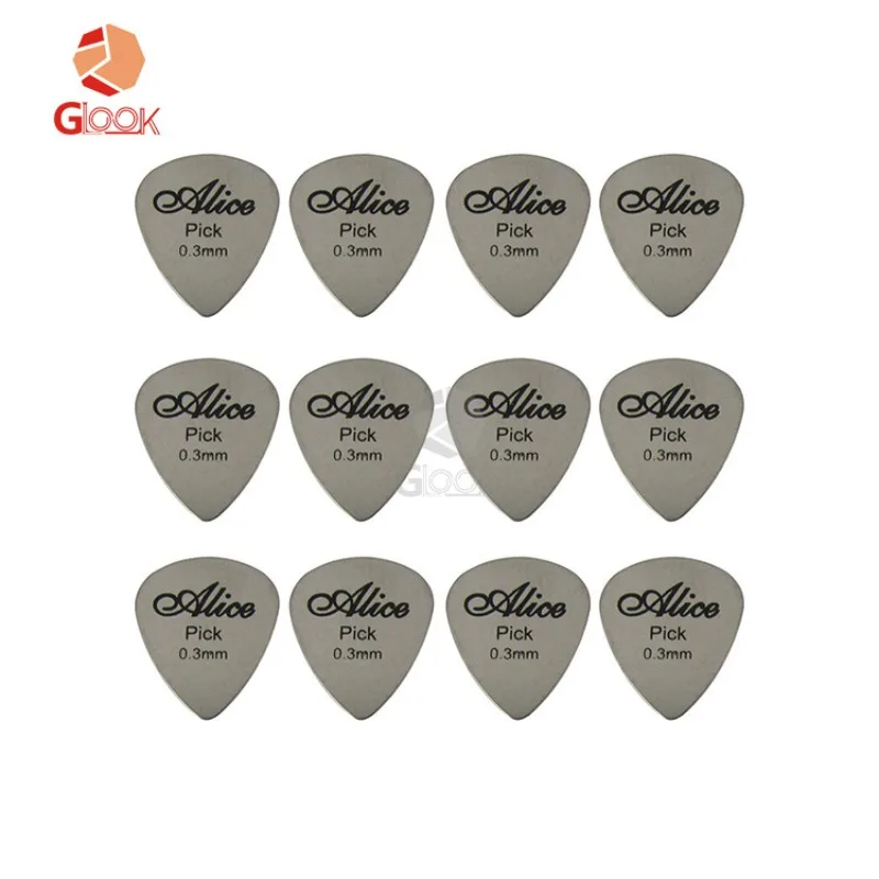 Alice 12pcs  Stainless Steel Pick Metal Shrapnel Acoustic Guitar Pick Electric Guitar Picks - Image 2