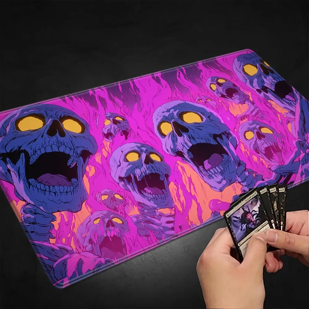 Fluorescent Skull Game Mat, TCG Card Battle Mat, Anti-slip Multi-purpose Table Mat, Suitable for tabletop gamesone piece playmat