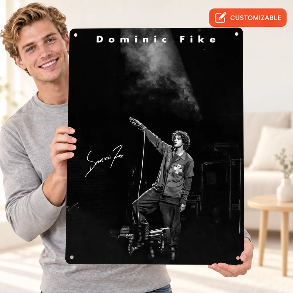 Dominic Fike Performing On Stage Singer Aluminum Poster Customized Metal Sign Monochrome Wall Art For Man Cave Music Lover Gift