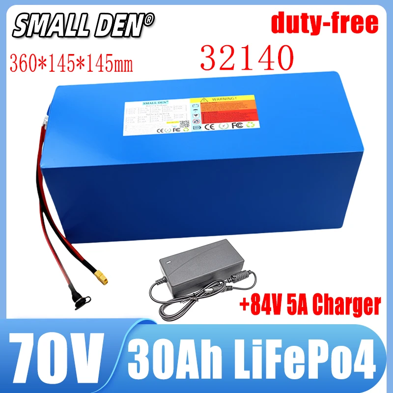 New 72V 30Ah LiFePo4 rechargeable battery pack 32140 22S2P with built-in BMS 3600W motor, 30A high-power 84V solar outdoor