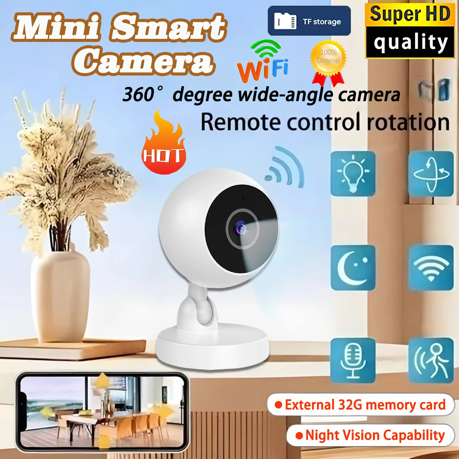 

Безопасность умный дом детский домофон монитор наблюдения 1080P беспроводная внутренняя камера интеллектуальное инфракрасное ночное видение двустороннее