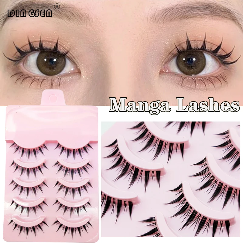 Neue natürliche Wimpern, 5 Paar, Manga-Wimpern, weiche falsche Wimpern, Anime-Wimpern, dicke gefälschte Wimpern, tägliches Dating, Make-up, Wimpern, Wispy – Detail 1