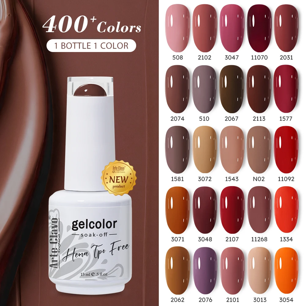 Arte Clavo 15ml Hema TPO Free Nail Gel Polish Fall Nails Maillard Color Collection Semi Permanent Diamond Longwear Top Coat