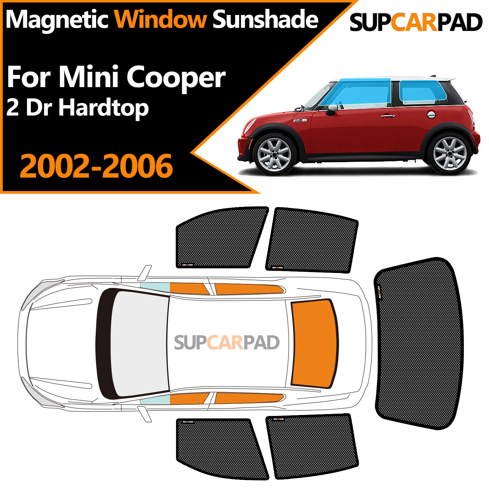 

Солнцезащитный козырек на окно автомобиля на заказ для Mini Cooper 2 Dr Hardtop 2002-2006, магнитная занавеска, сетчатая передняя занавеска на лобовое стекло