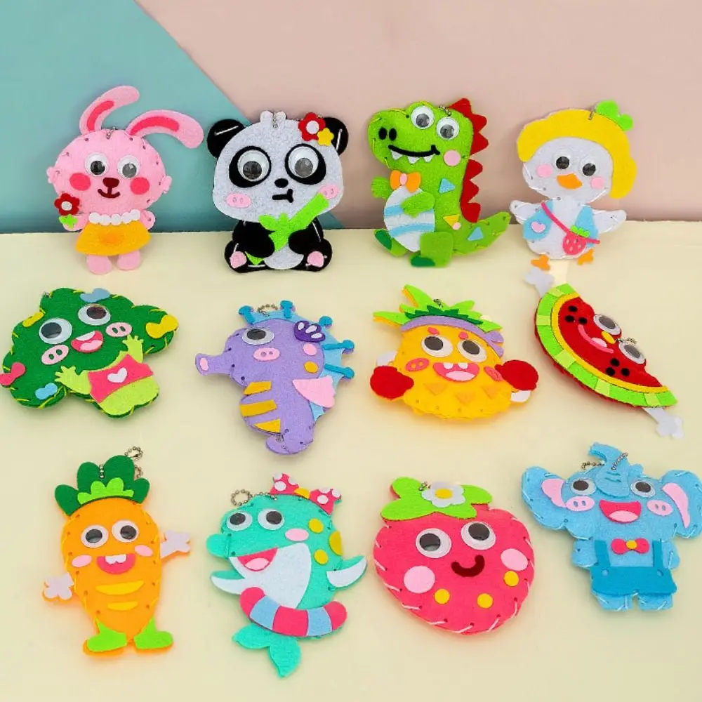 Cartoon Animals DIY Sewing Craft Kit Toys Dinosaur Sewing Animal Non-woven Dolls Handmade DIY Craft Kit Dinosaur Sewing Set