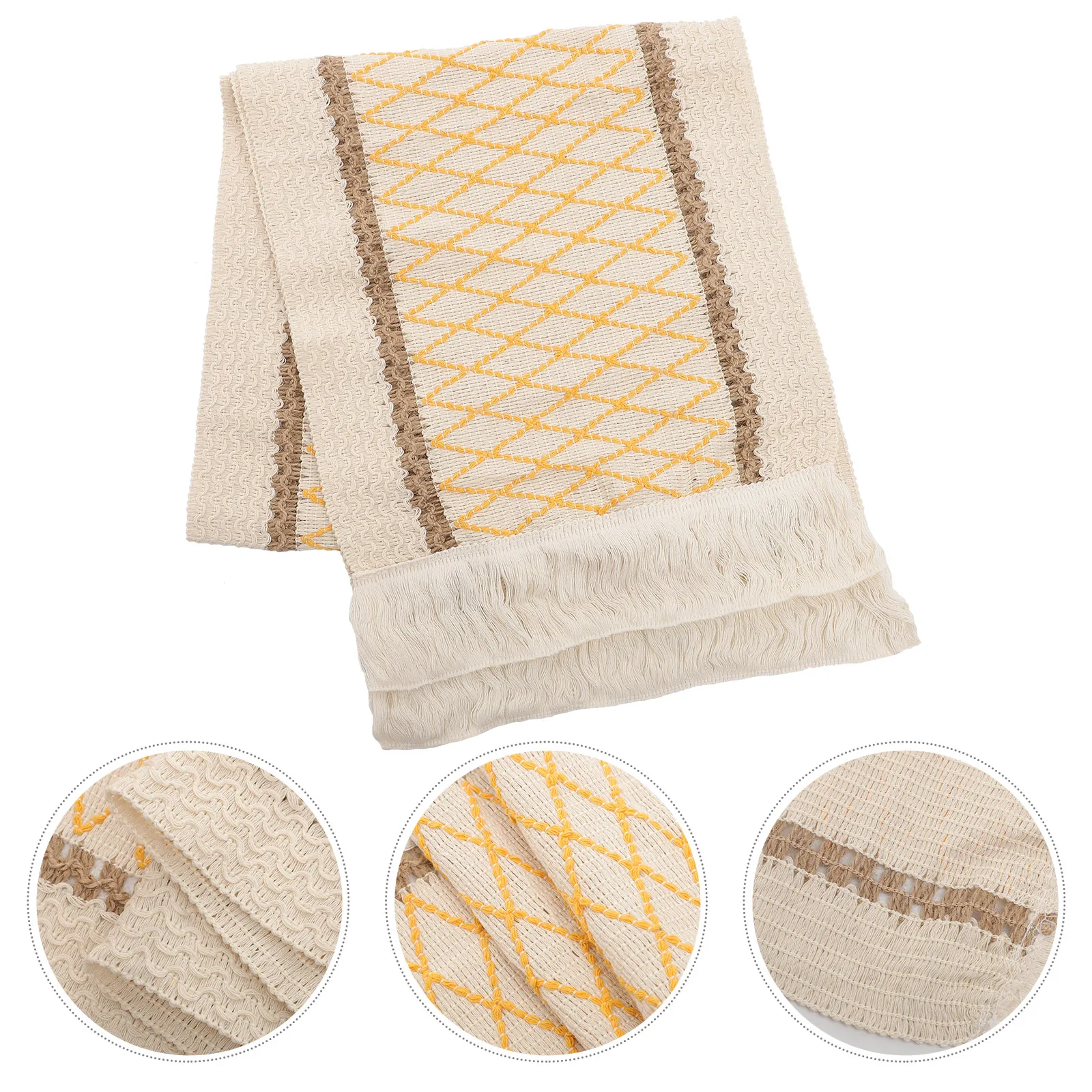 

Dining Room Table Runner Decoration Cotton Decorations for Beige Rustic Linen Woven Banquet