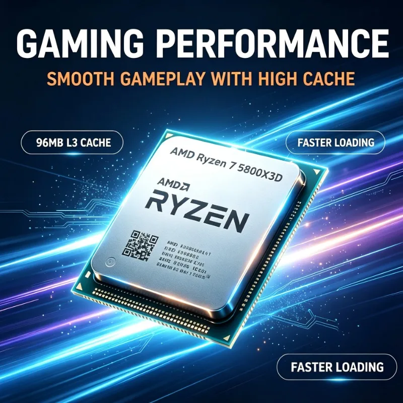 Multi-task Gaming CPU 5800X3D Ryzen 5000 Series AM4 8C16T 5GHz DDR4 96MB Cache Without Cooler