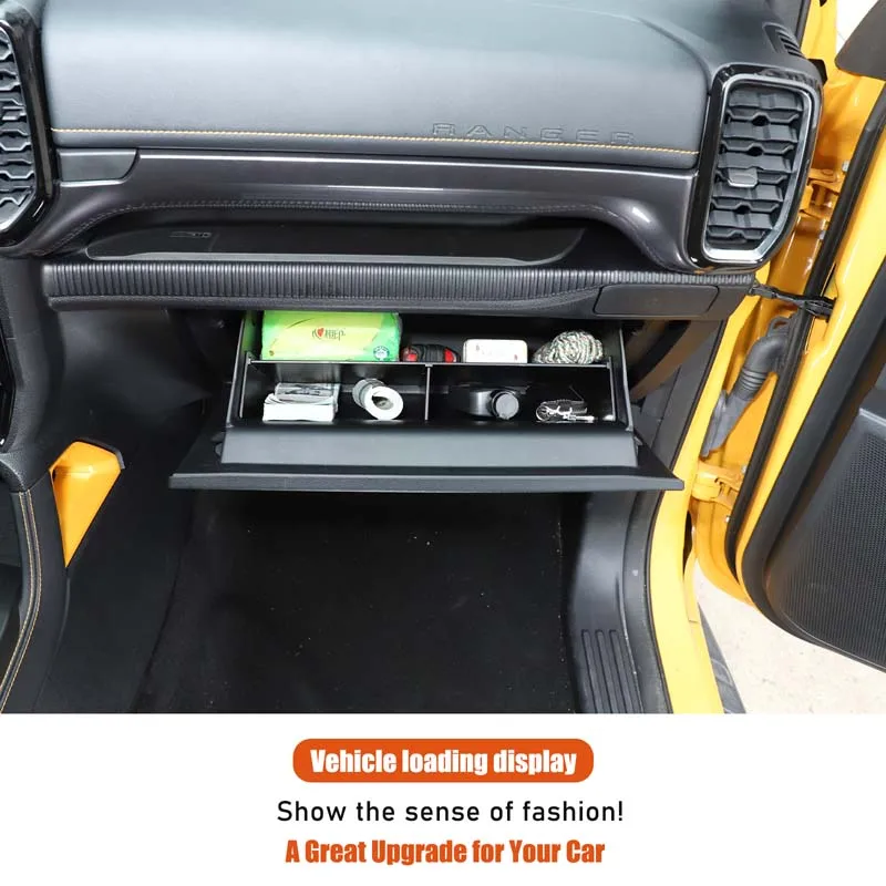 

Car Center Glove Box Divider Storage Box Copilot Passenger Partition Storage Tidying Trim Fits For Ford Ranger 2023-2024