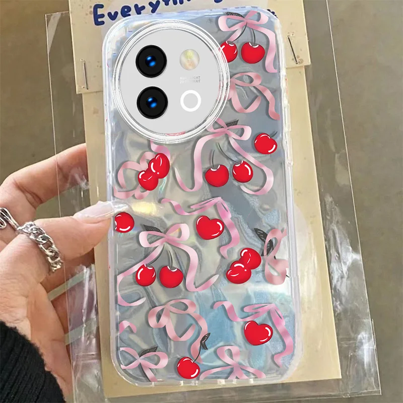 

Laser Bow Fruit Case For Vivo V29 V40 Lite Y38 Y78 Y58 Y56 Fashion Strawberry Cartoon Girl Ripple Gloss Glitte Phone Cover Cases