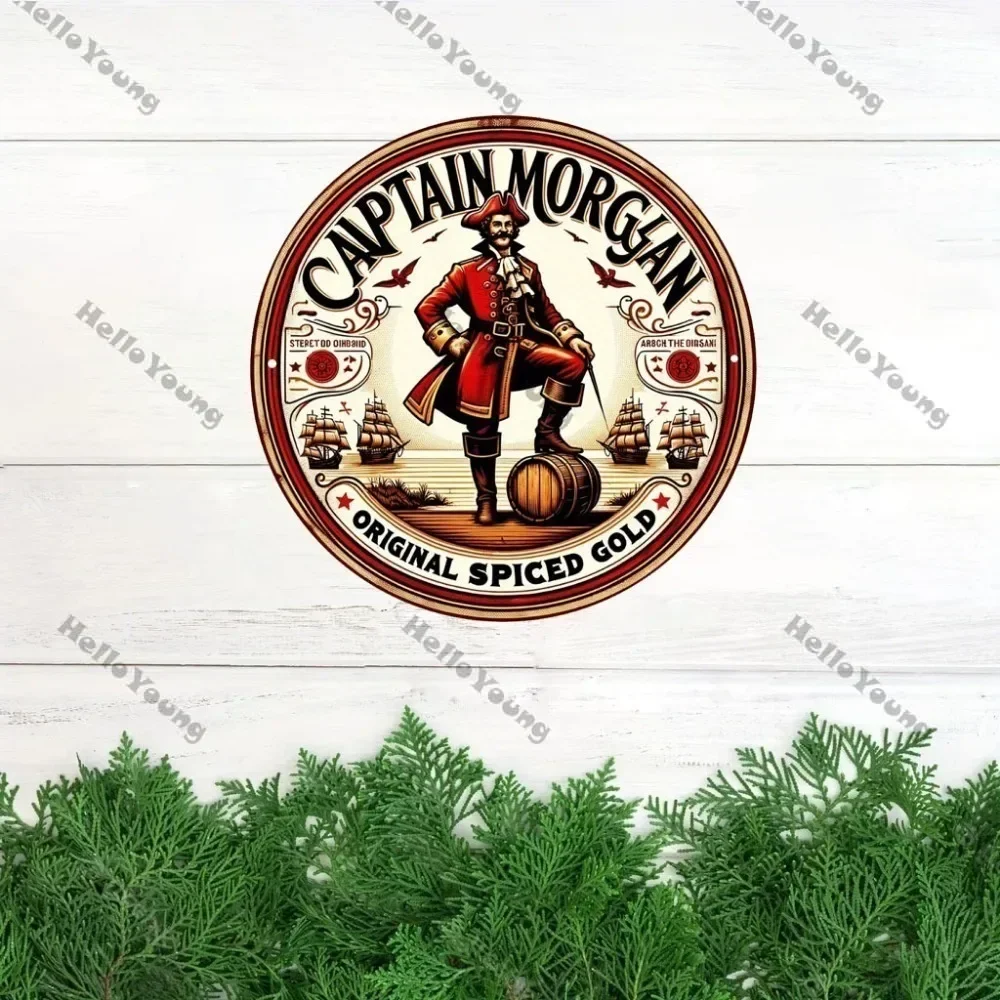 ديكور حائط من الألومنيوم للكابتن مورغان | عمل فني معدني رائع | معلقة على الحائط مقاومة للطقس في الهواء الطلق مع شعار عتيق، #3