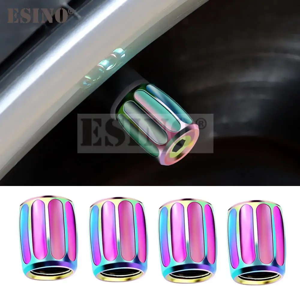 

4 x New Colorful Laser Car Styling Anti-theft Copper Wheel Tire Valve Stem Caps Zinc Alloy Wheel Tire Stem Air Valve Caps