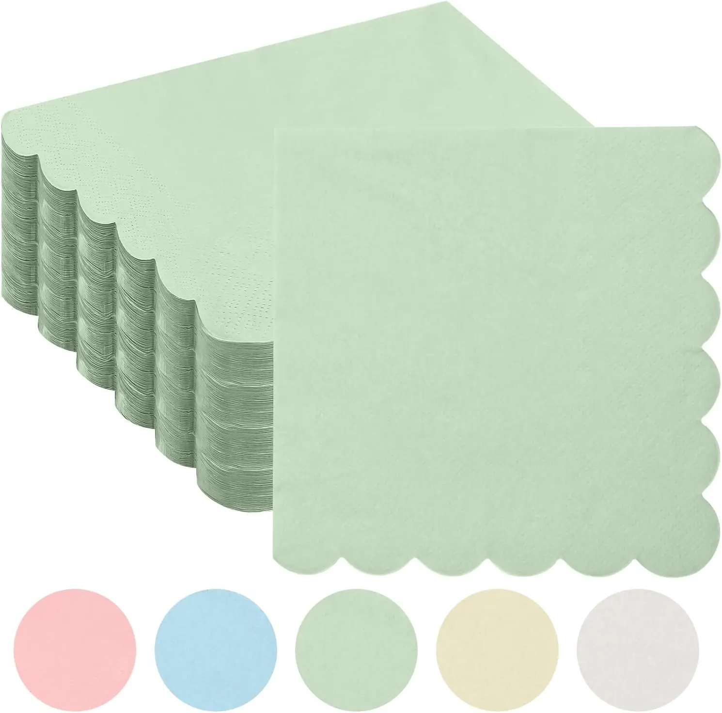

100 Pcs Scalloped Cocktail Napkins 2-Ply Paper Disposable Party Napkins Beverage Tissue for Wedding Dinner Birthday Supplies