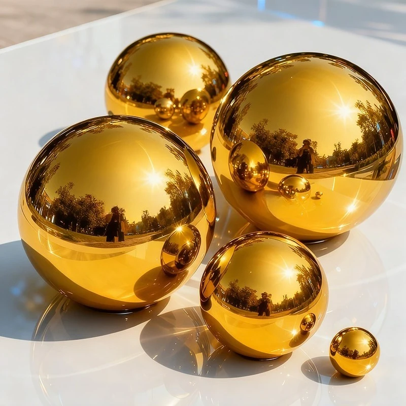 Luxury Stainless Steel Hollow Ball Seamless Gold Mirror Ball Hanging Decorative Ball Party Decorative Ornaments