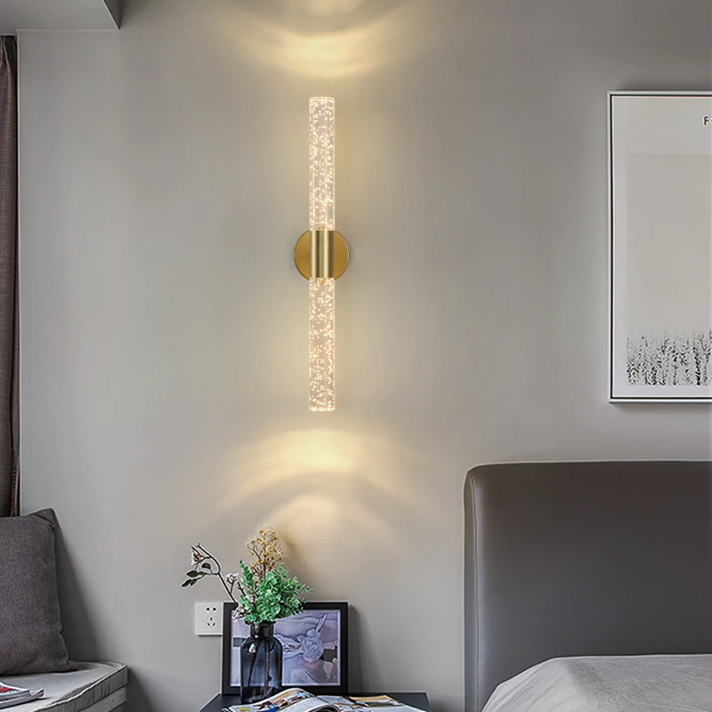 

New Product Small Long Golden Bubble Crystal Wall Lamp Lighting Living Room Sconce Hotel Lobby Lighting Black