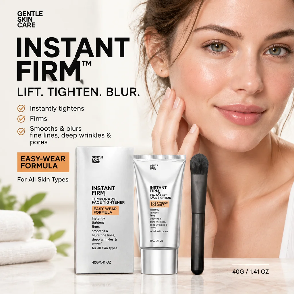 Instant Firm Temporary Face Tightener Cream With Brush Formula Smooth Minimize Fine Lines Pores Natrual Visual Look Primer Makeu