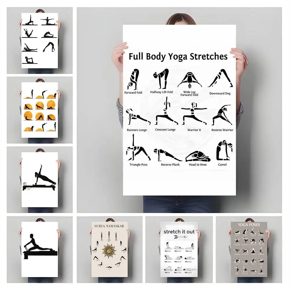 Pilates Simple Poster Sticker Self Adhesive HD Wall Art Painting Decor Office Home Dormitory Fancy Gift