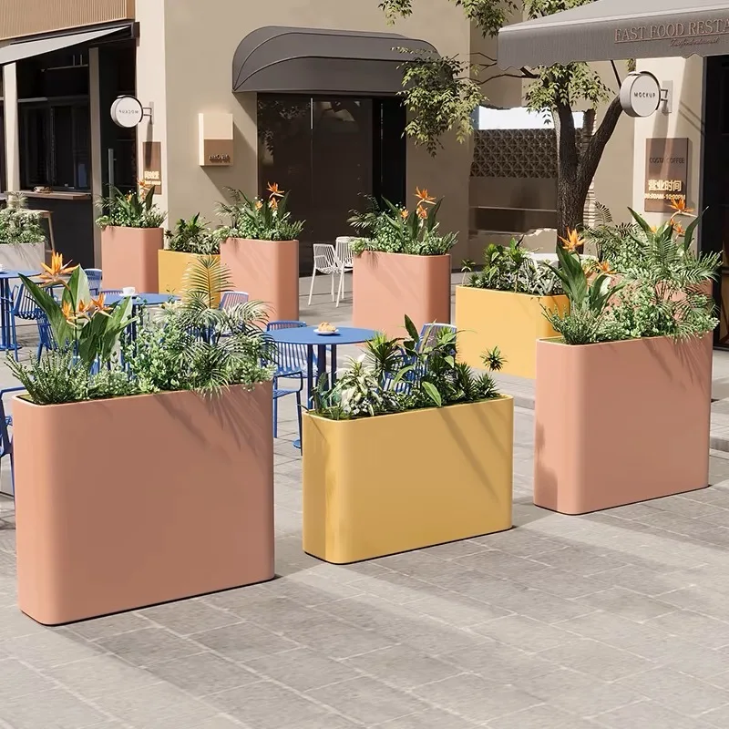 Outdoor iron balconies, planting boxes, squares, commercial streets, rectangular flower beds