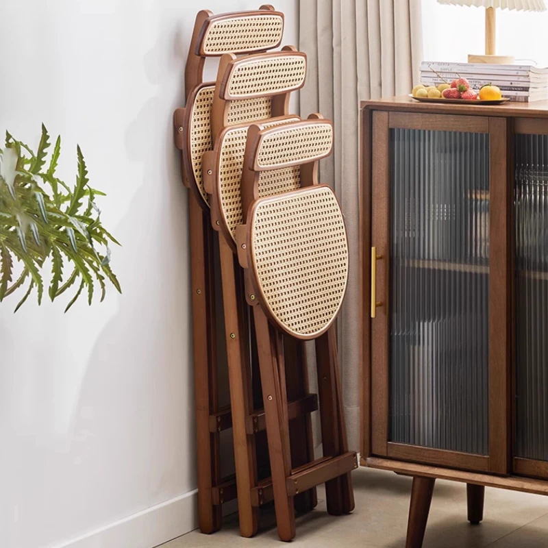 طوي بار البراز الروطان النسيج كرسي مكافحة مع مسند الظهر الخيزران مقهى البراز للمنزل والمقهى توفير المساحة مقعد الطعام #5