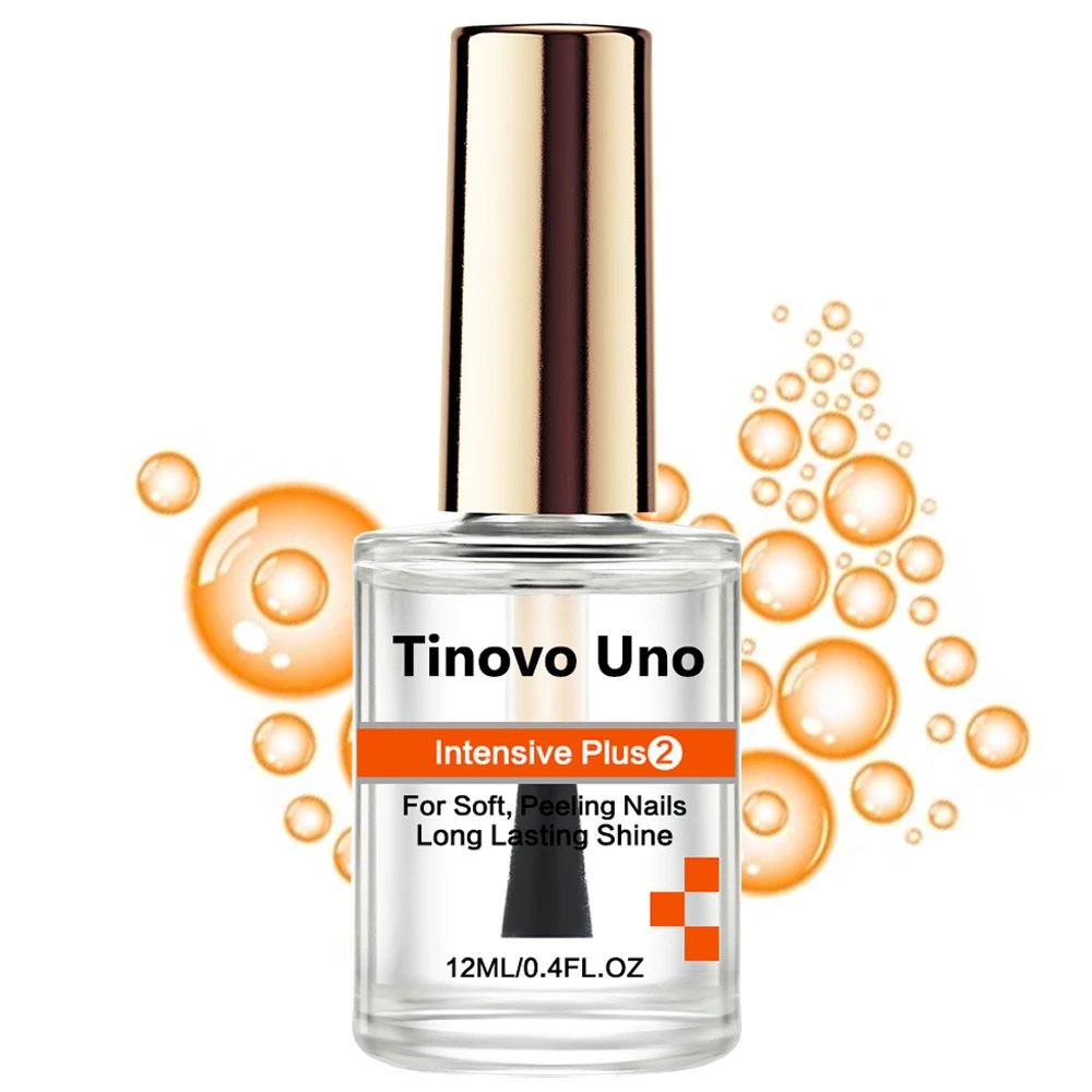 Tinovo Uno Intensive Plus Nail Strengthener Super Shine Bright Oil Natural Nail Polish Finish Hardener for Repair Peeling Nails