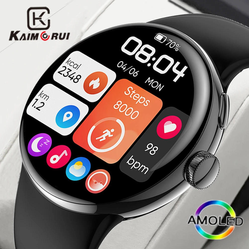 

KAIMORUI Bluetooth Call Smart Watch Men AMOLED 360*360px Screen Heart Rate Monitor 3ATM Waterproof Swimming Smartwatch Man Women