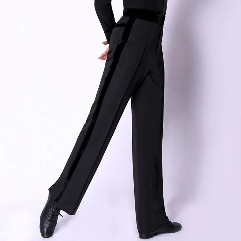 남성용 사이드밴드 스트레이트 볼룸 댄스 팬츠, 재즈 팬츠, 라틴 댄스복, 댄스 연습 바지