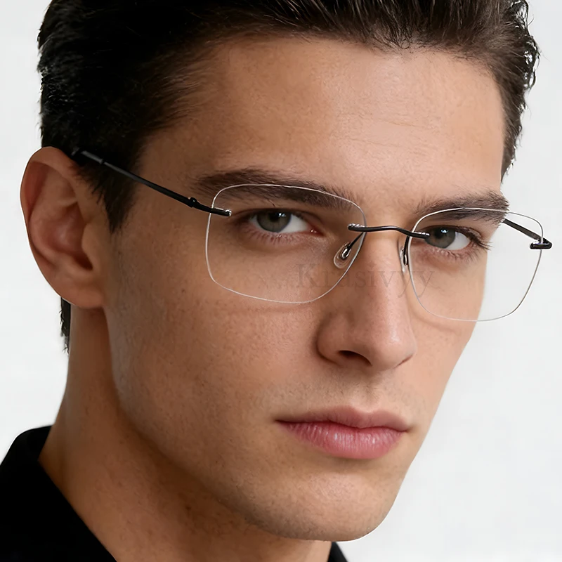 

Krasivyy Rimless Glasses Frame Men Pure Titanium Ultralight Square European Prescription Eyeglasses Women Brand Quality Eyewear