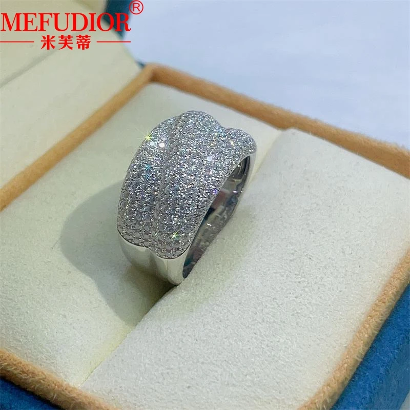 S925 Sterling Silver Moissanite Luxury Women Rings Inlaid Full Diamonds for Couple Wedding Brand High Quality Jewelry Party Gift