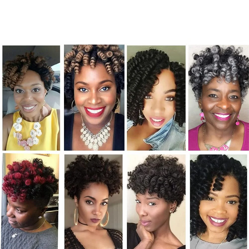 Synthetic Kenzie Curl Crochet Braids Short Crochet Braiding Bouncy Twist Spiral Curls Jamaican Bounce Twist Hair Extensions