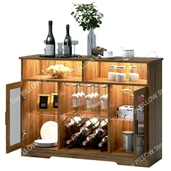 Folding Mini Wall Cabinet Bar Counter Wood Wine Storage Side Rack Luxury for Home    Furniture