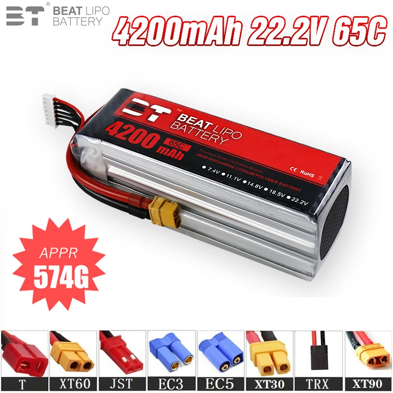 Upgrade 6s 22.2V 4200mAh 65C LiPo Battery For RC Helicopter Quadcopter FPV Racing Drone Parts 22.2v Drones Battery