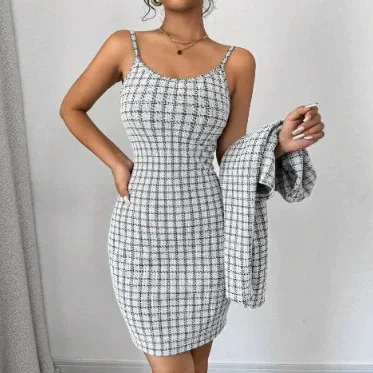 Lady Cloth-style Plate Suit With Short Jacket And Lay Off Skirt Elegant And Slim-fitting Two-piece Women's Outfit Wedding Dress