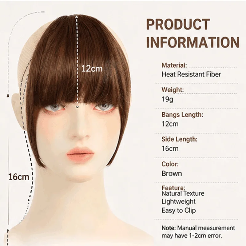 Curly Synthetic Front Fringe Clip Wispy French Bangs Temples Curved Fringe Hair Accessories Clip in Air Bangs Natural Hairpieces