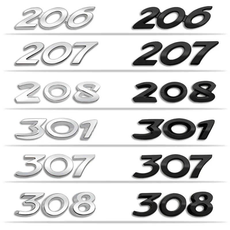 

Car Rear Trunk Letters Emblem Sticker for Peugeot 206 207 208 301 307 308 Auto Body Side Badge Decal Exterior Accessories
