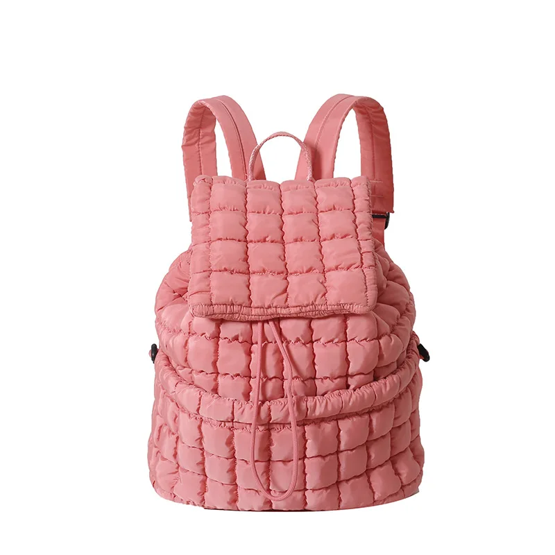 Fashion Quilted Padded Backpacks for Women Designer Soft Nylon Puffer Backpack for Girls Lightweight Travel Bag College Bags