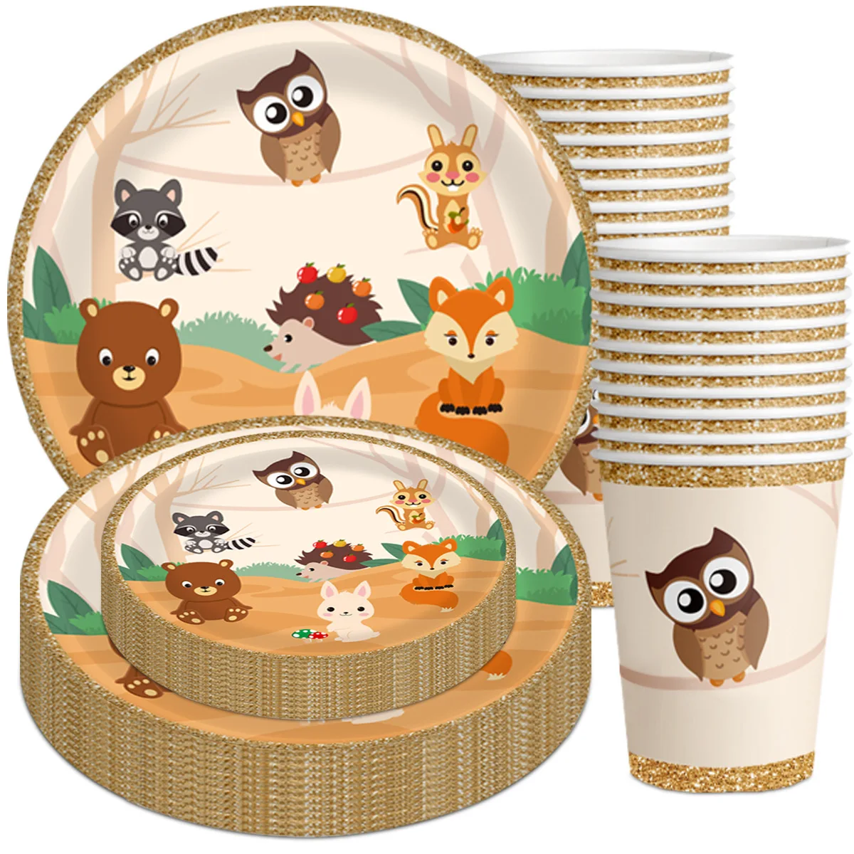 Jungle Safari Disposable Tableware Animal Birthday Party Decor Boy Happy Birthday Party Supplies Woodland Baby Shower Set