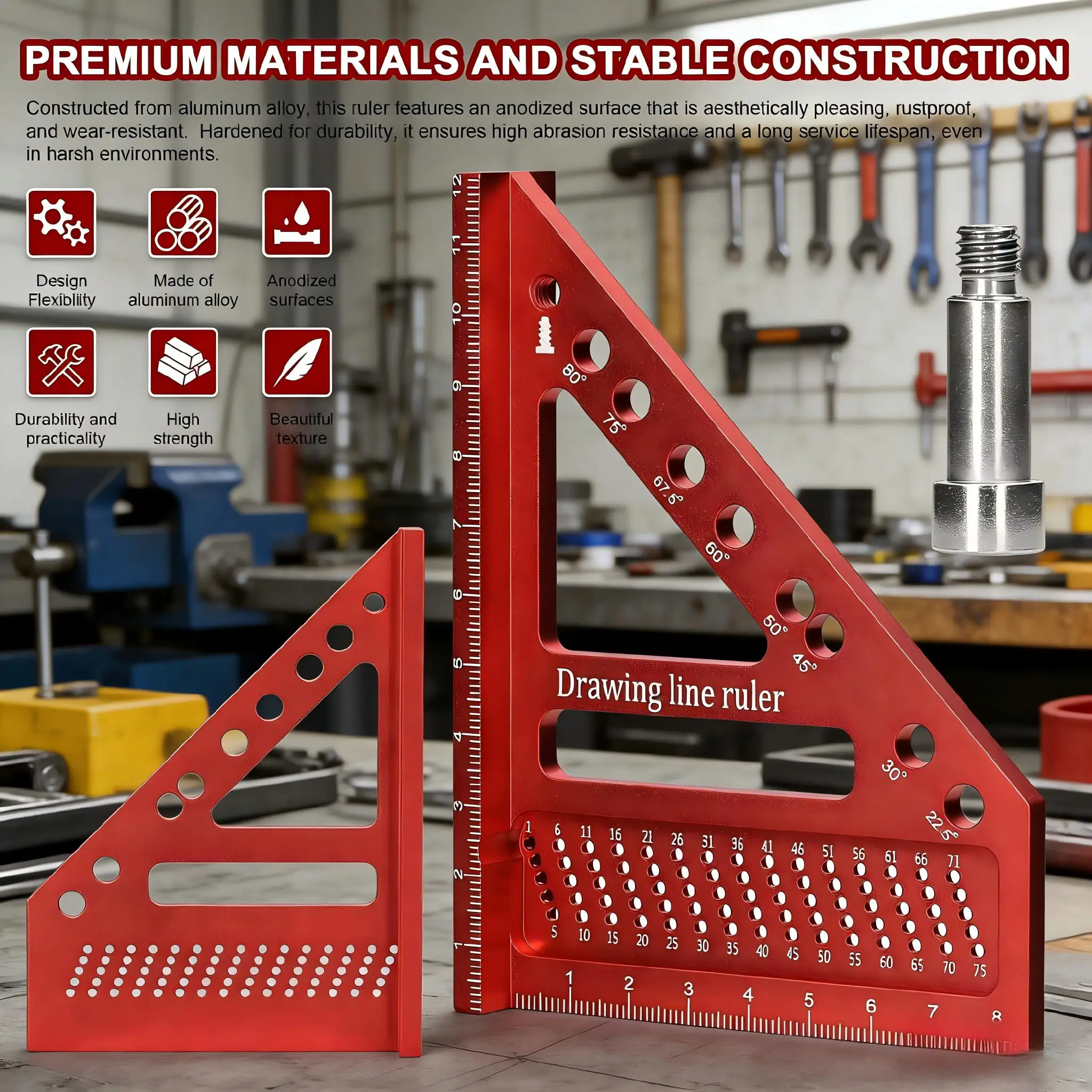 Aluminium Alloy Triangle Ruler New 7Inch Speed Square High Precision Multi Angle Adjust Scribing Gauge DIY Wood Working Tool