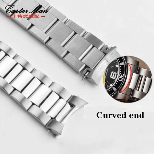 Imagen 2 del producto Correa de reloj de acero inoxidable con extremo curvado de 21mm para Longines master Conquest HydroConquest L3.642.4 L3.781.4, accesorios de pulsera