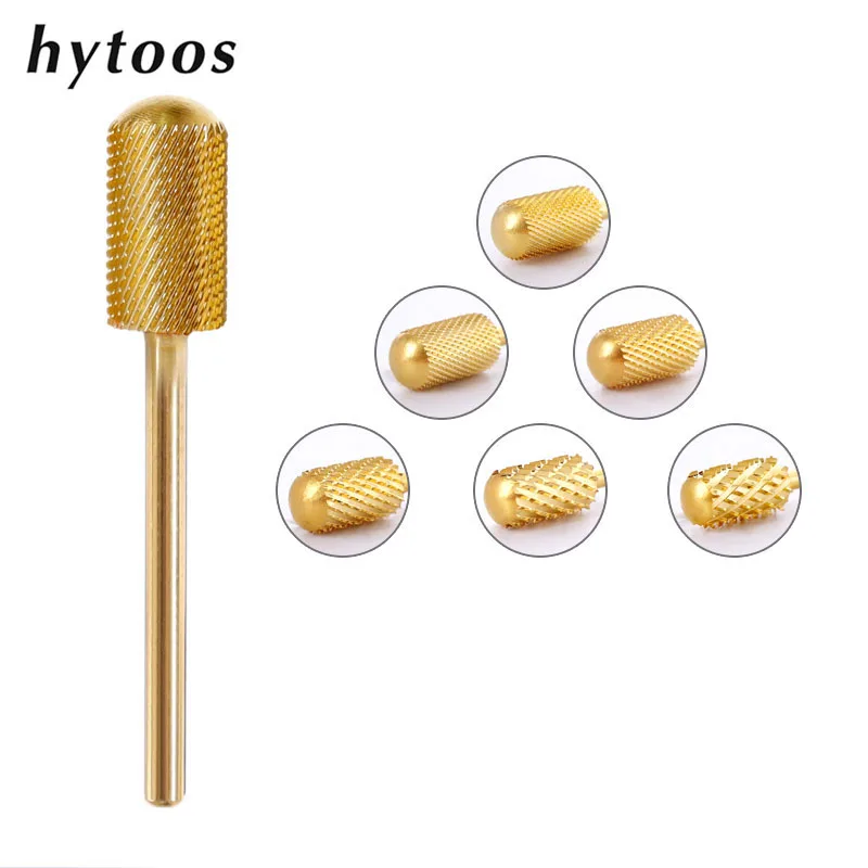 HYTOOS Punta da trapano per unghie in metallo duro con canna liscia dorata 3/32 Bava per manicure Rimuovi gel Macchina elettrica Trapani Accessori Fornitore