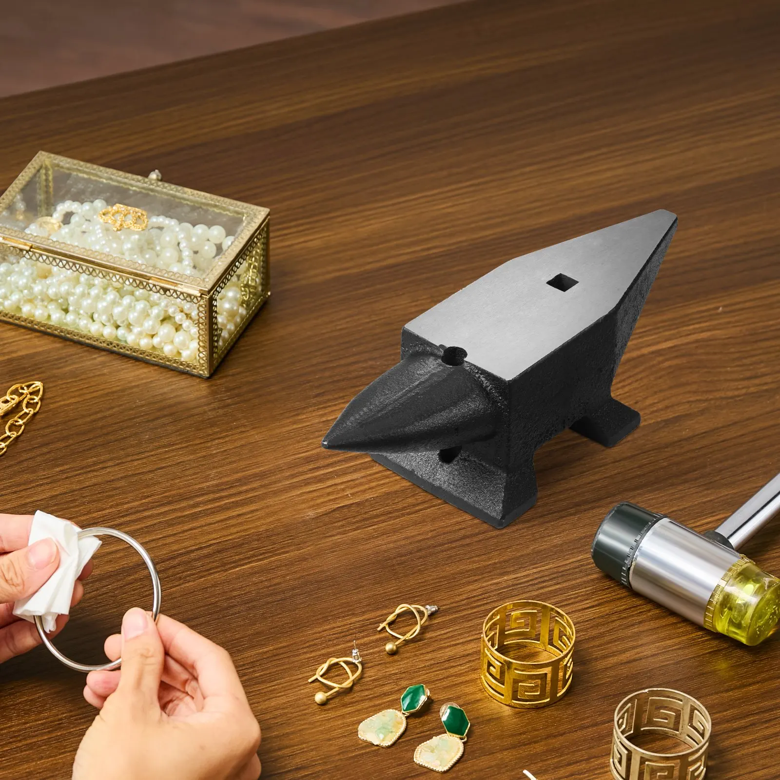 

Кованая стальная наковальня, 22 фунта (10 кг), однорогая, с большой рабочей поверхностью и устойчивым основанием, высокопрочная, круглая наковальня с одним рогом