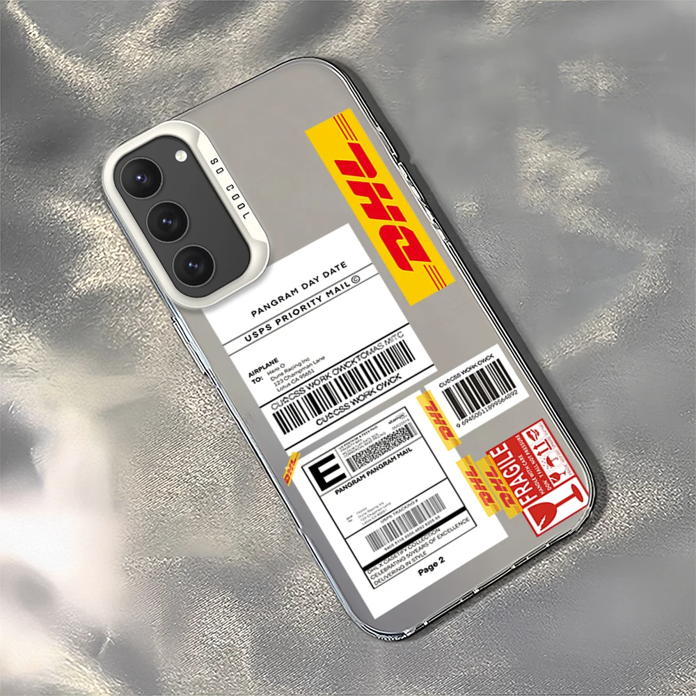 Hot Trend Barcode Label D-DHL-S For Samsung Galaxy A 15 54 55 S23 S24 S25 4G 5G Ultra Plus Fe Laser Cover IMD Phone Case