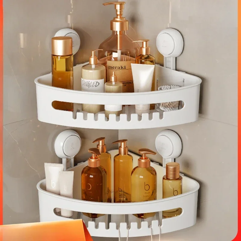 

Triangular Wall-Mounted Shelves, Punch-Free Luxury Storage Organizers, Shower Racks for Bathroom, Space-Saving Corner Shelf