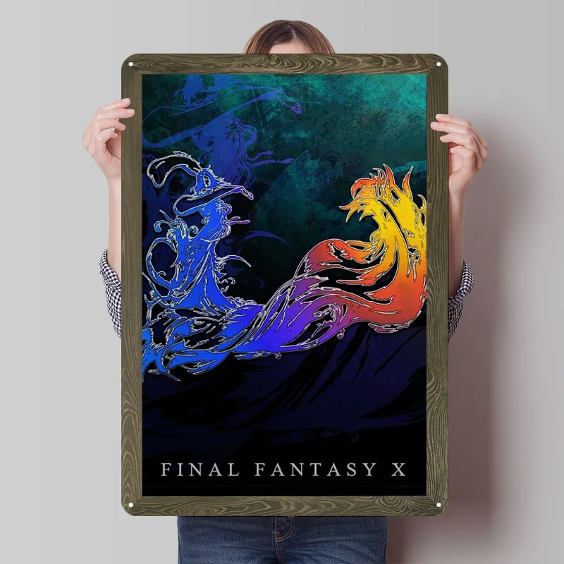 فاينل فانتسي X علامات صفيح لعبة فيديو ملصق ملصق بار علامة معدنية مخصصة لتزيين جدران الفن صور جدار ديكور الغرفة #1