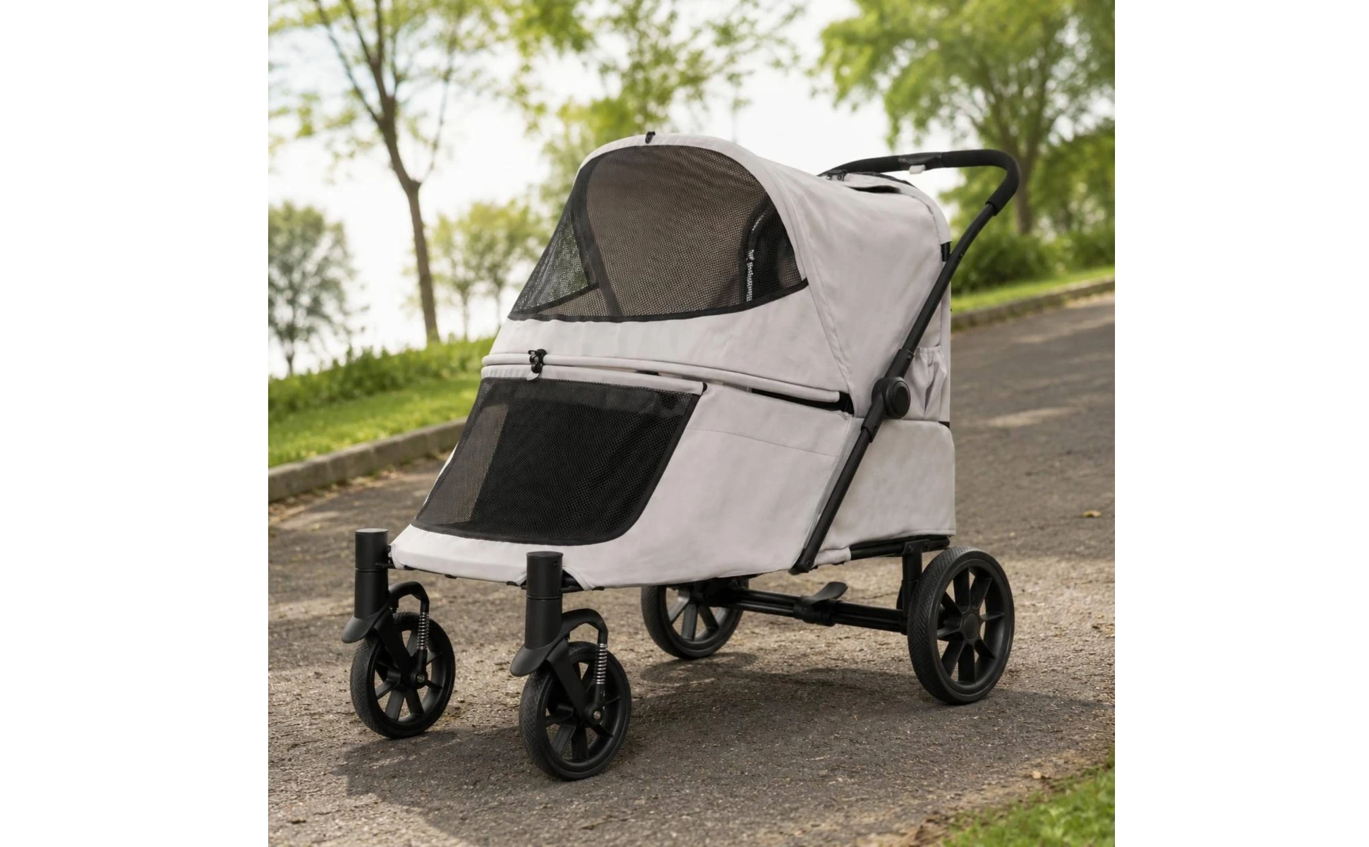 Folding Dog Stroller Single-Press Fold Soft-Sided Pet Stroller Ventilated