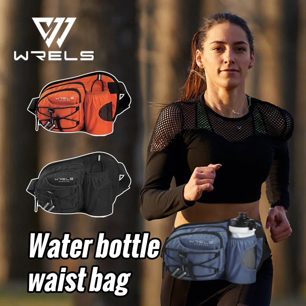 

WRELS Waterproof Sports Zipper Multi-function Bag Lightweight Waist Bag Bottle Holder Adjustable Bag Running Marathon Bum Bag